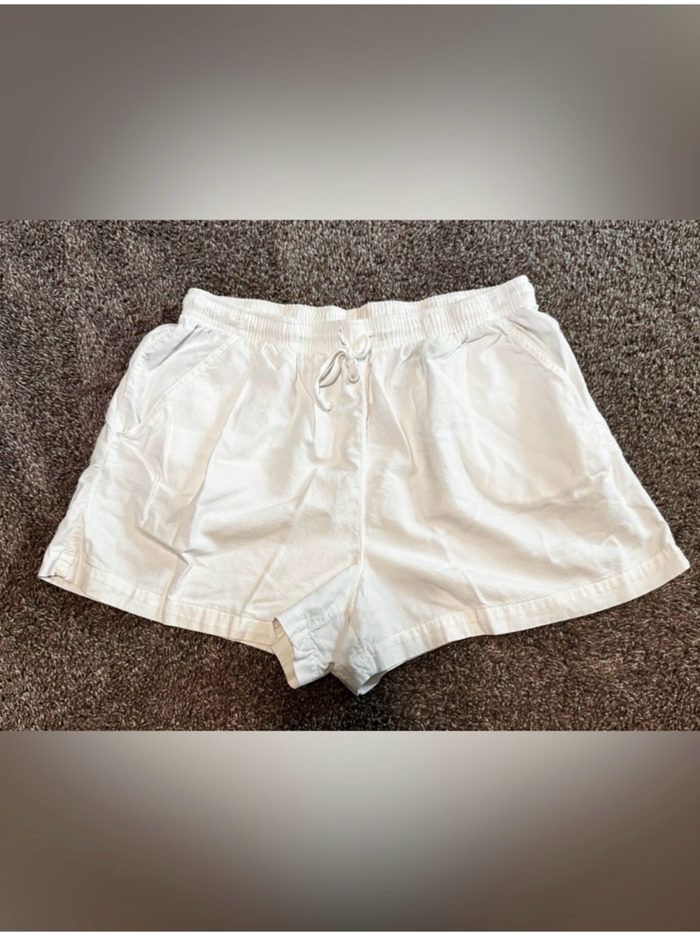 Erika White Elastic Waist Athletic Shorts